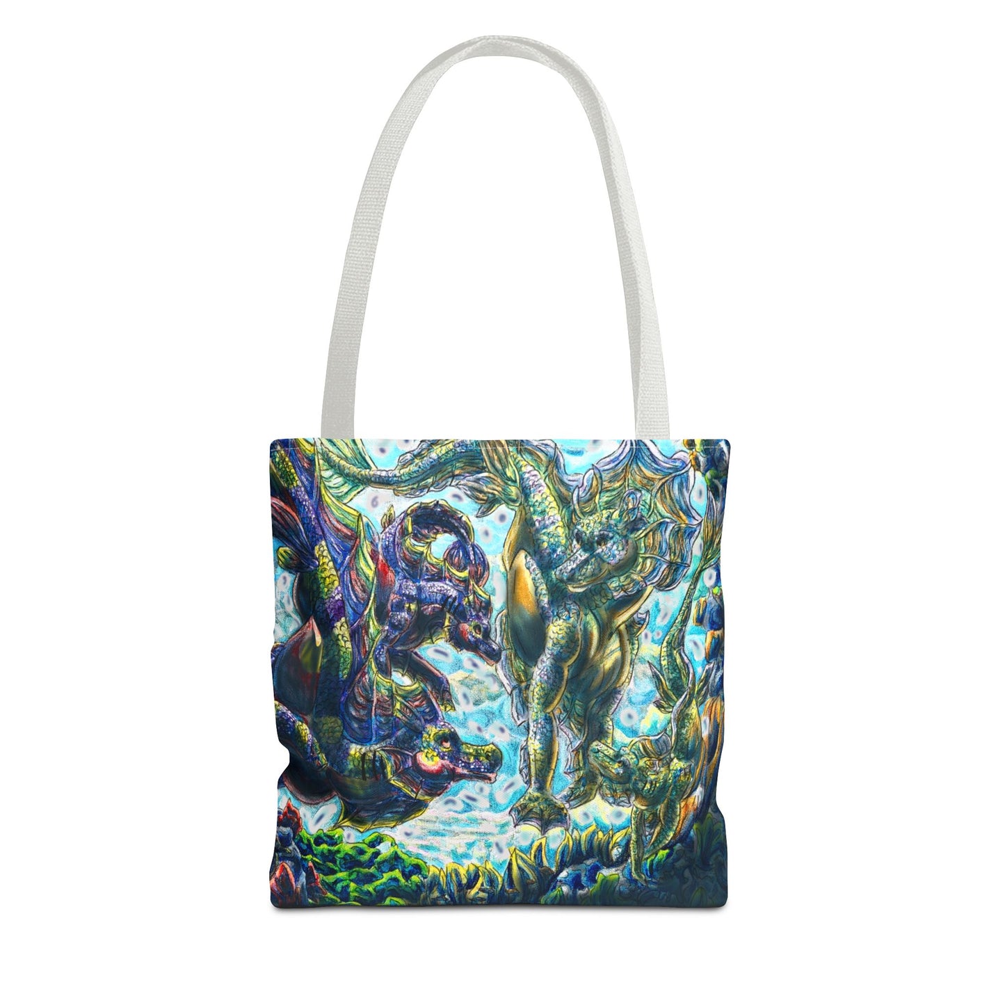 Dual Hippocampus – Dual Ocean Fantasy Art – Hippocampus Pair- Two-Toned Tote