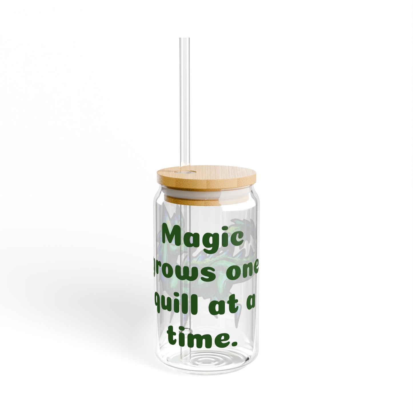 Chibi Arlathia the Hedgehog- Magic Grows- Green Creature Drawing - Cute Animal Illustration- Glass Tumbler, 16oz