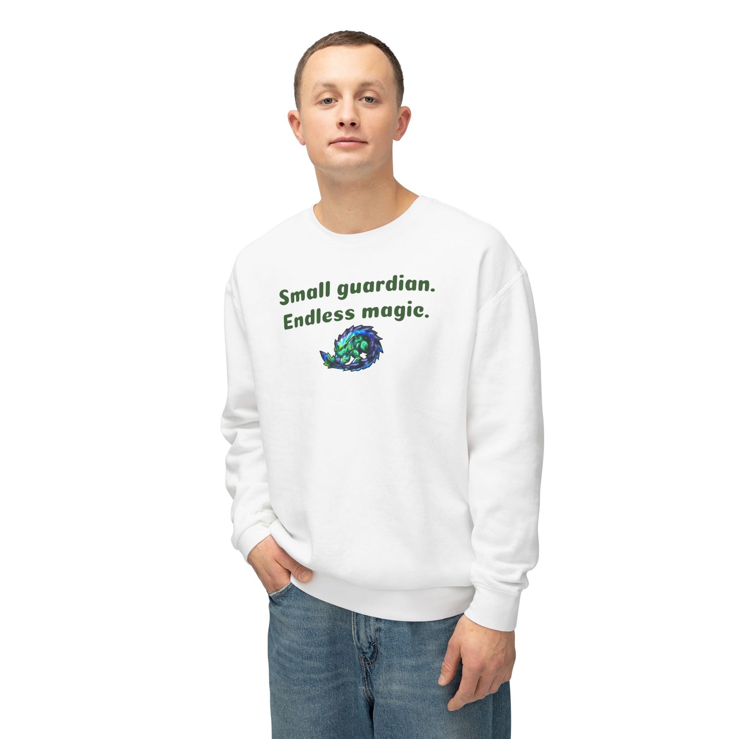Chibi Arlathia the Hedgehog- Endless Magic- Green Creature Drawing - Cute Animal Illustration- Crewneck