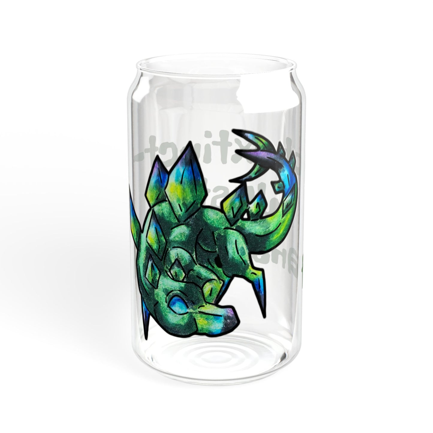 Chibi Arith the Stegosaurus-Not extinct, transformed- Chibi Dinosaur Art- Prehistoric Creature- Glass Tumbler 16oz