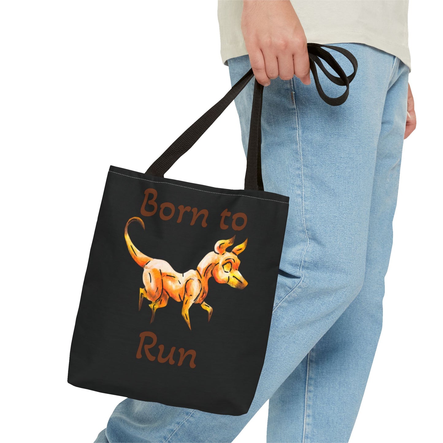 Caenin- Double-Sided Bag- Chibi Orange Dog – Warm Fantasy Dog Art – Fantasy Creature Decor – Dog Lover Gift– Tote Bag