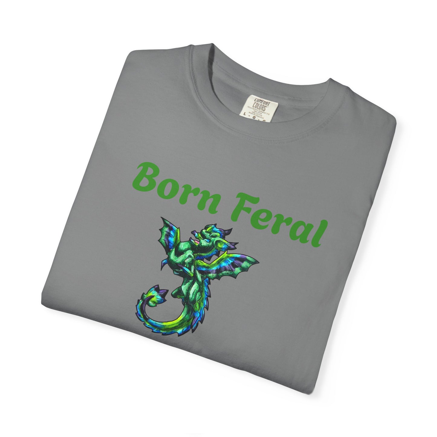 Arlith- Emerald Dragon – Aggressive Green Fantasy Dragon – Born Feral T-shirt – Mythical Creature– Dragon Lover Gift