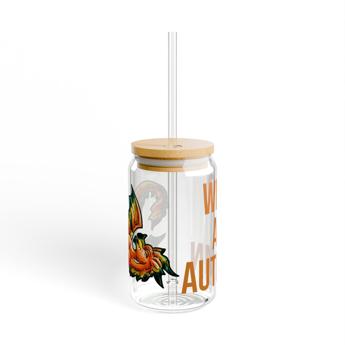 Chibi Fall Dragon- Wild- Autumn Fantasy- Glass Tumbler, 16oz