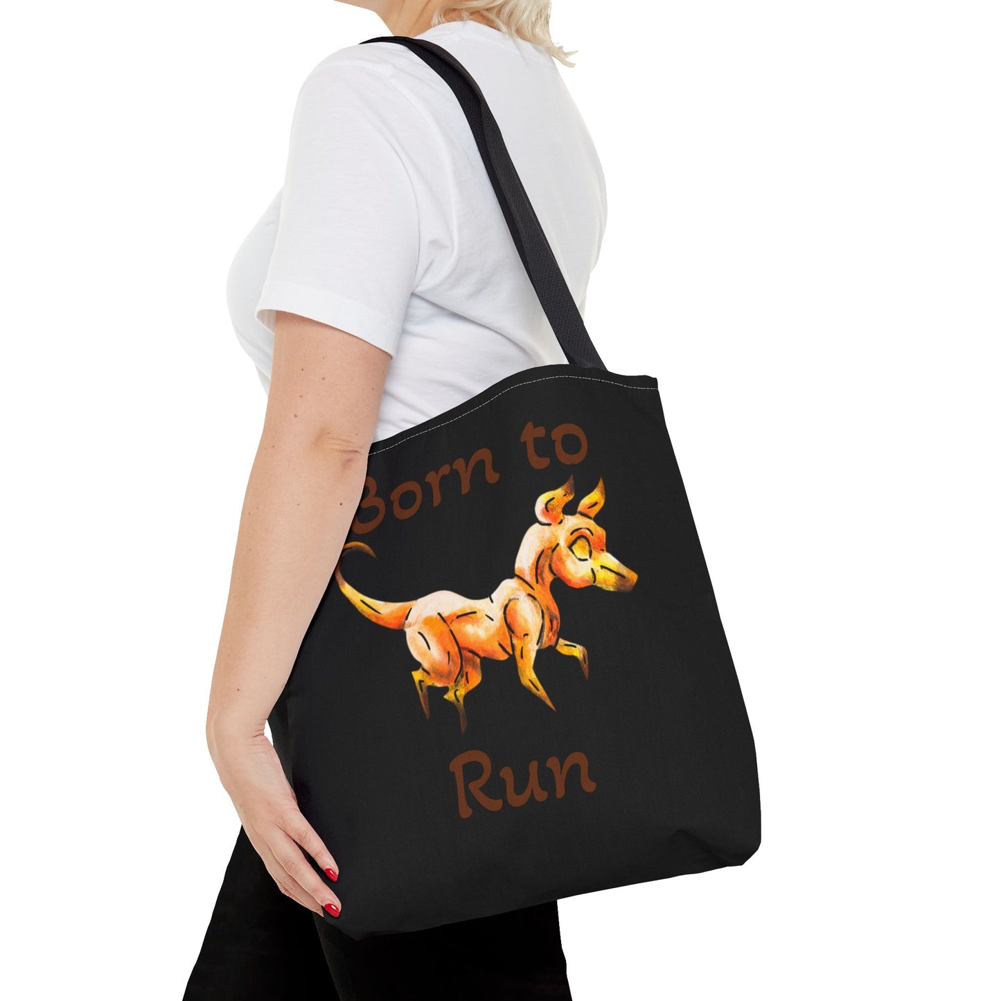 Caenin- Double-Sided Bag- Chibi Orange Dog – Warm Fantasy Dog Art – Fantasy Creature Decor – Dog Lover Gift– Tote Bag