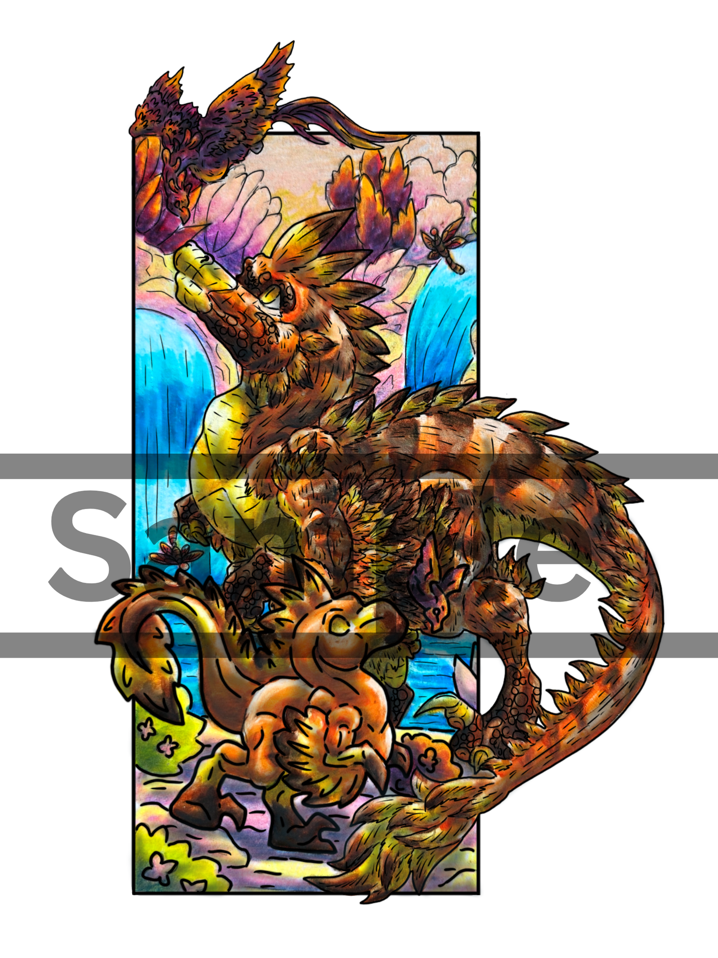 Die-Cut Caena the Raptor Bookmarks DIGITAL DOWNLOAD Colored Version