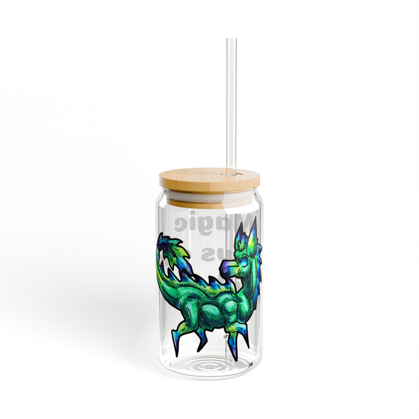 Chibi Arlathia the Hedgehog- Magic Grows- Green Creature Drawing - Cute Animal Illustration- Glass Tumbler, 16oz