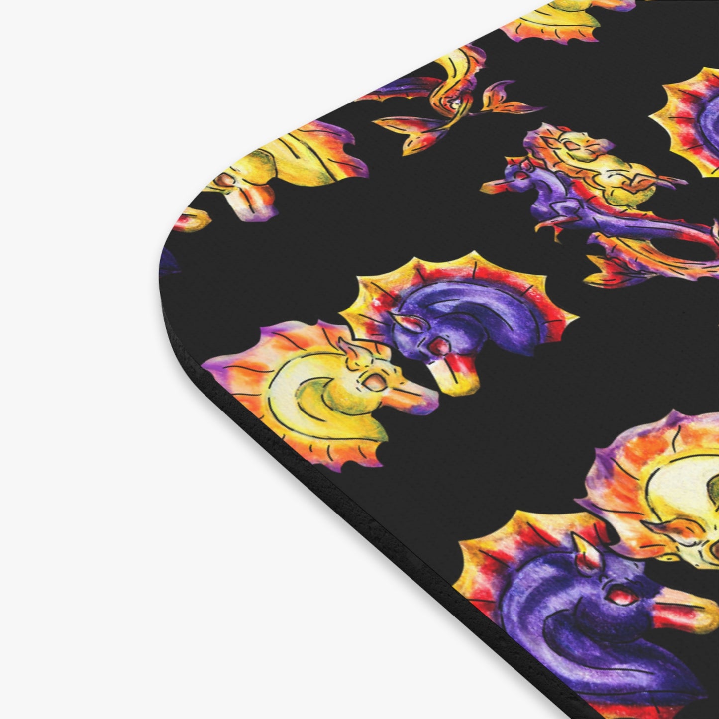 Chibi Dual Hippocampus Pattern – Dual Ocean Fantasy Art – Hippocampus Pair- Mouse Pad