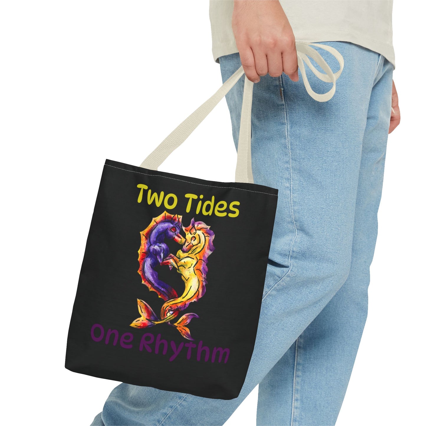 Chibi Dual Hippocampus – Dual Ocean Fantasy Art – Hippocampus Pair- Double-sided Tote Bag