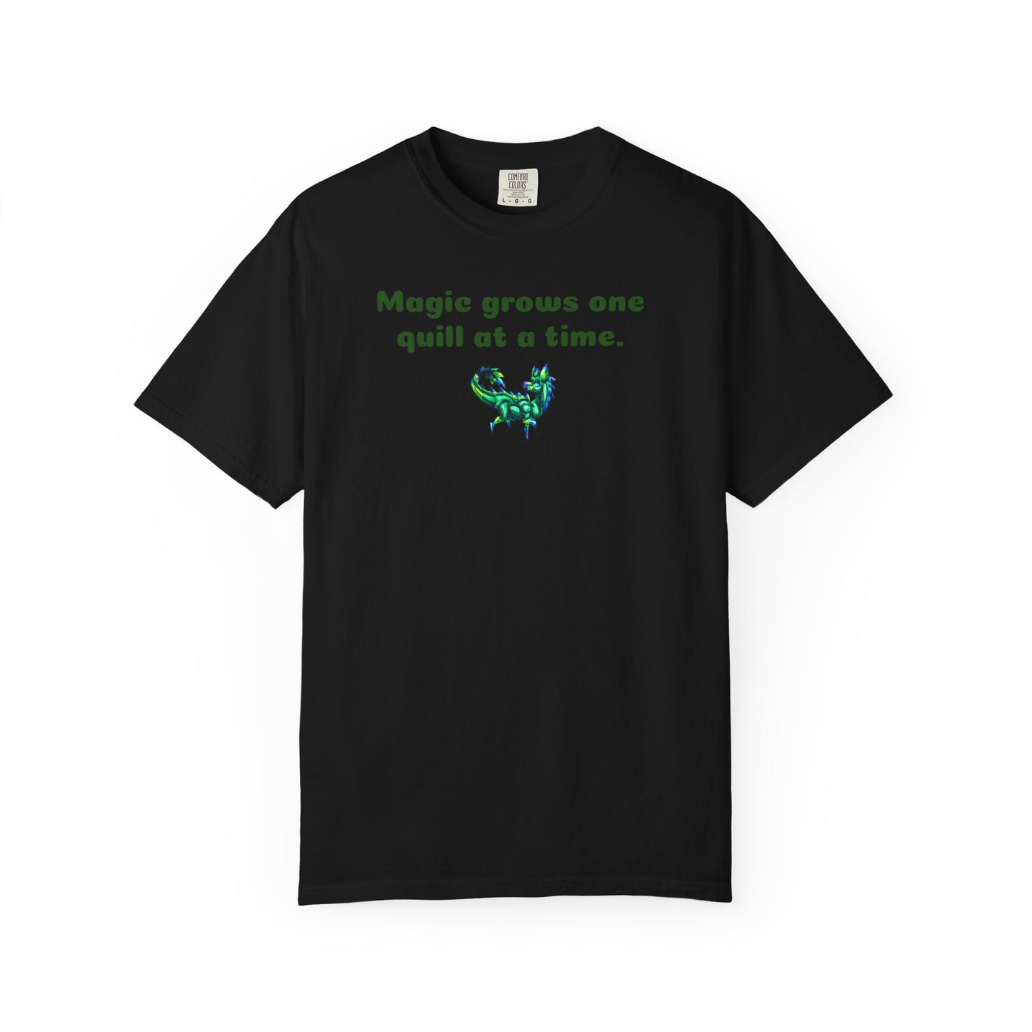 Chibi Arlathia the Hedgehog- Magic Quill- Green Creature Drawing - Cute Animal Illustration- T-shirt