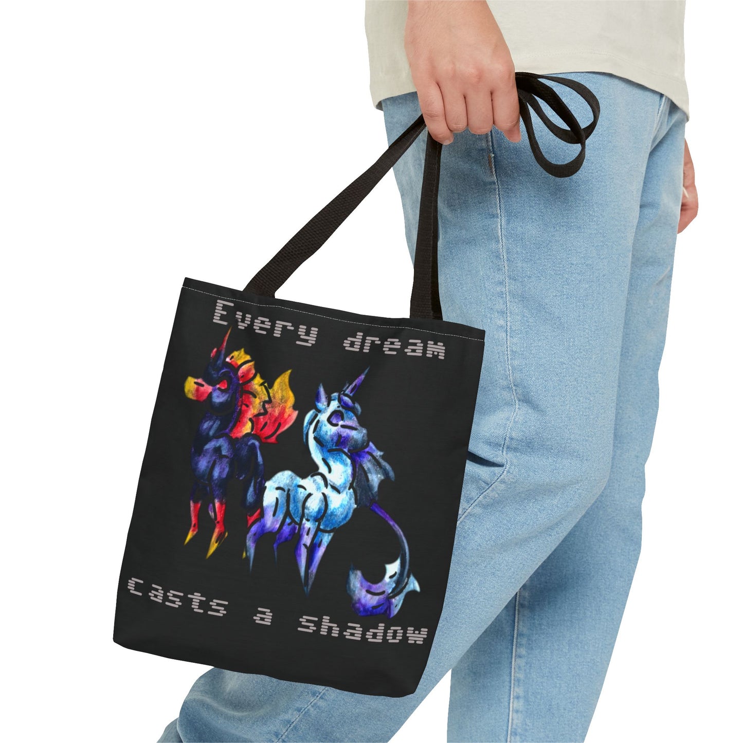 Chibi Dream and Nightmare Unicorn- Celestial Nightmare- Duality– Light and Dark Fantasy- Double-Sided Tote Bag