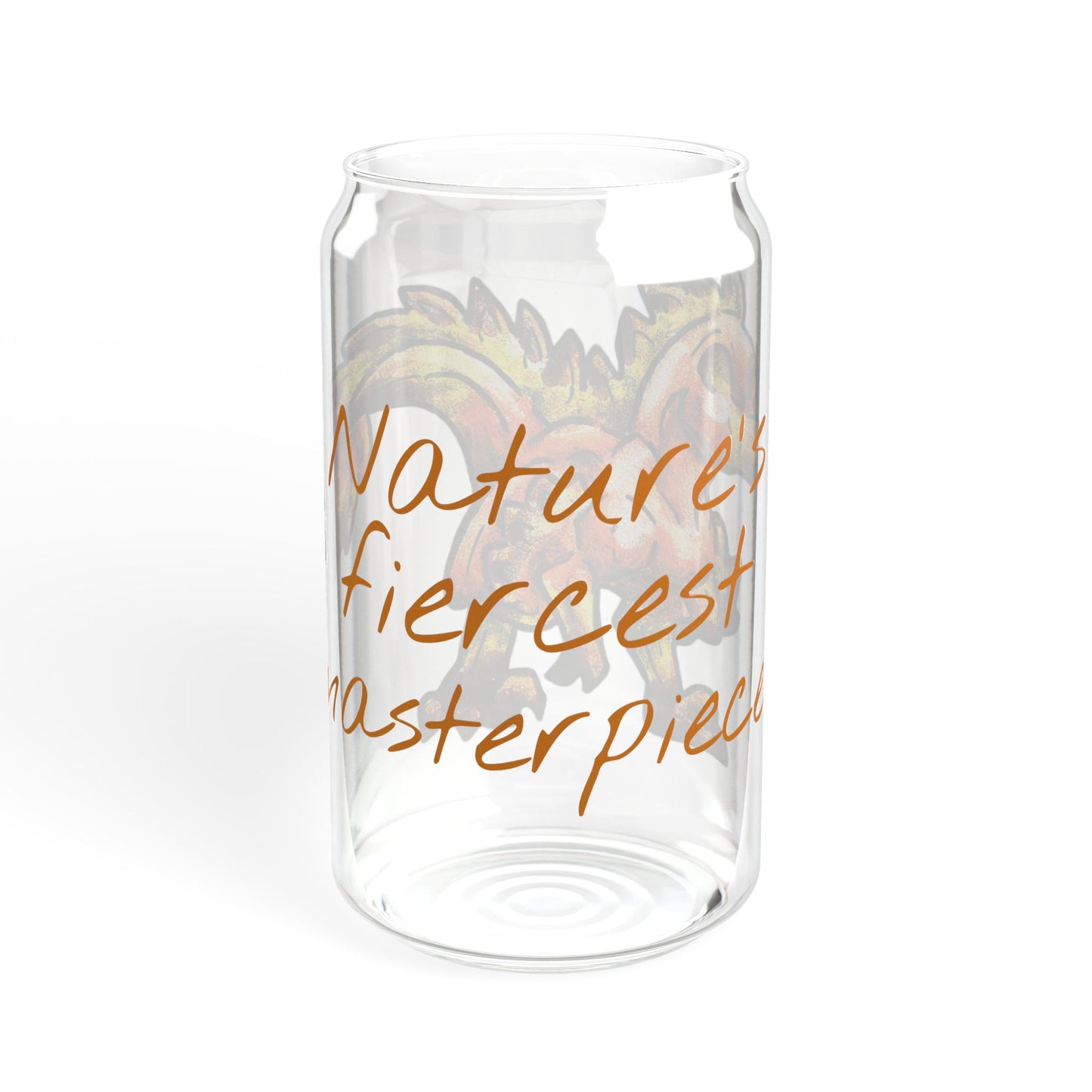 Chibi Caena the Raptor- Mastepiece- Dinosaur art- Prehistoric- Glass Tumbler 16oz
