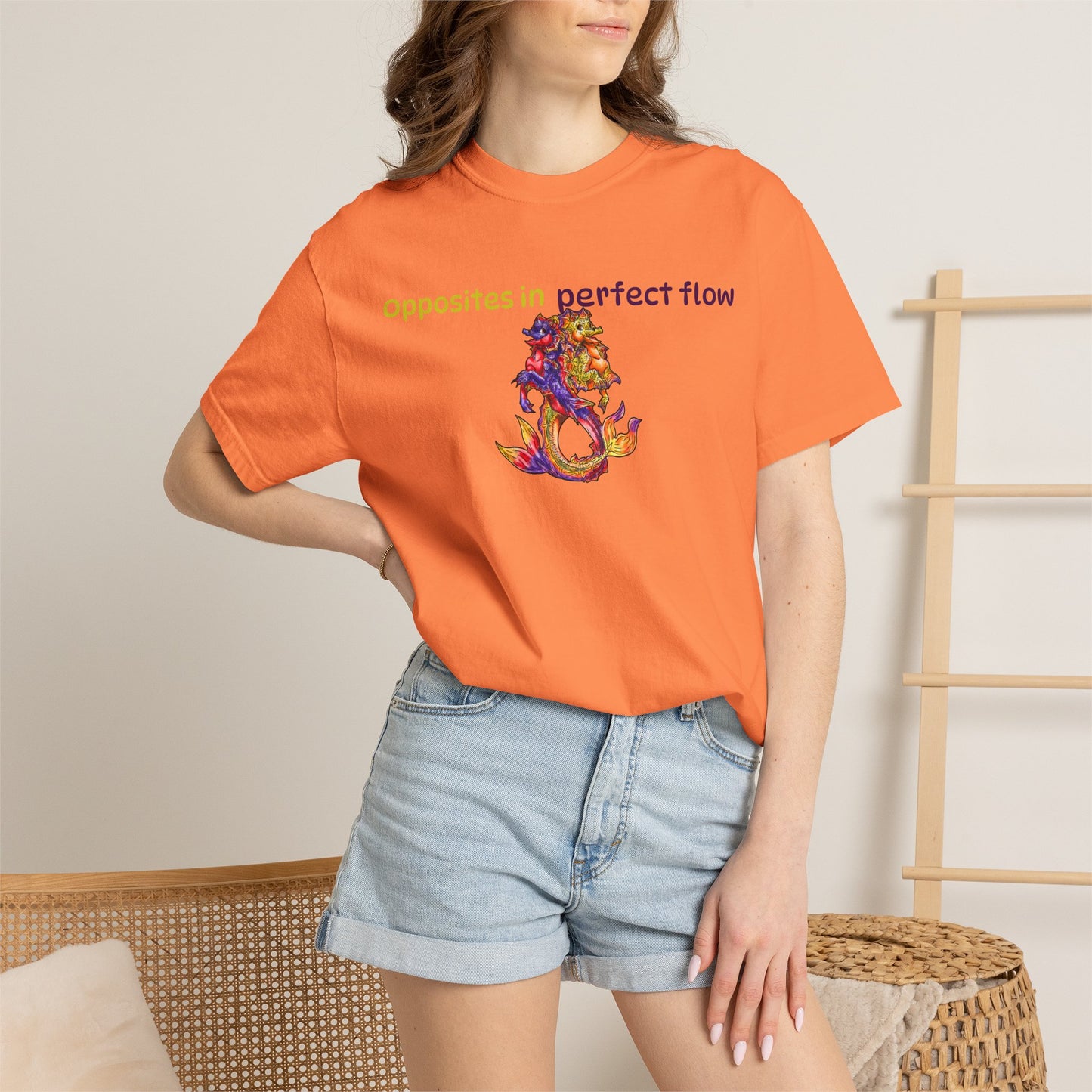 Baby Dual Hippocampus – Opposite Flow- Dual Ocean Fantasy Art – Hippocampus Pair- T Shirt