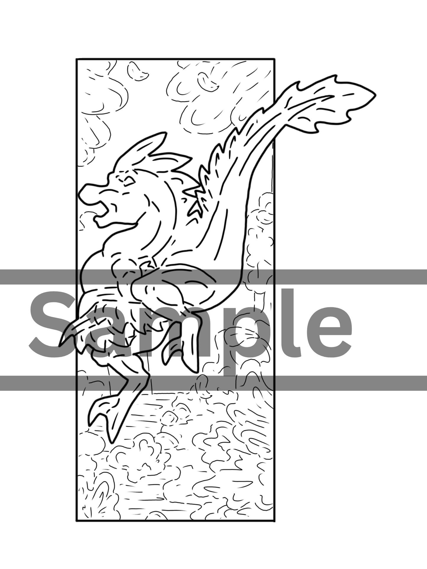Die-Cut Caena the Raptor Bookmarks DIGITAL DOWNLOAD Line Art Version