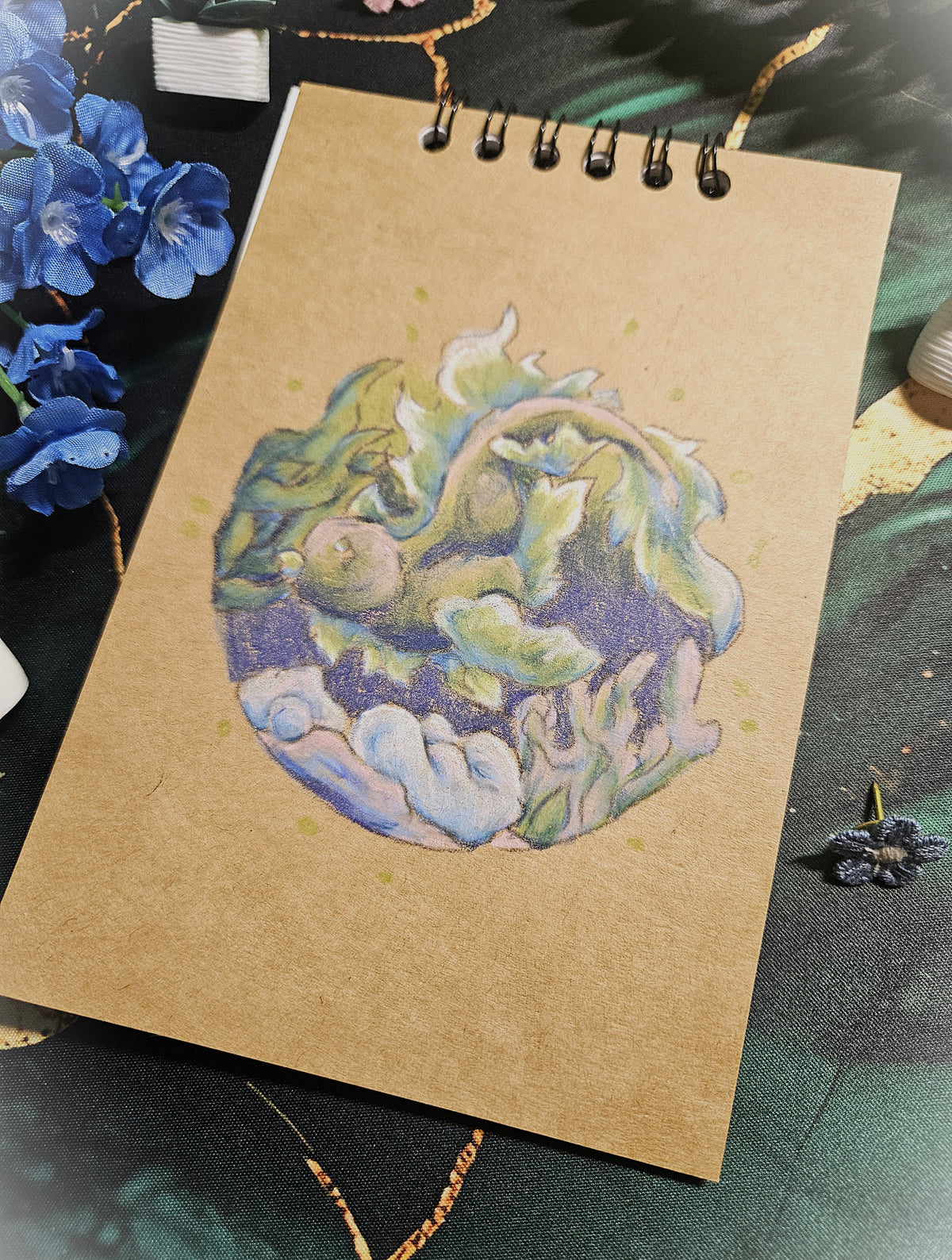 Small Handmade Sketchbook- Notebooks-Pocketbooks- Fish