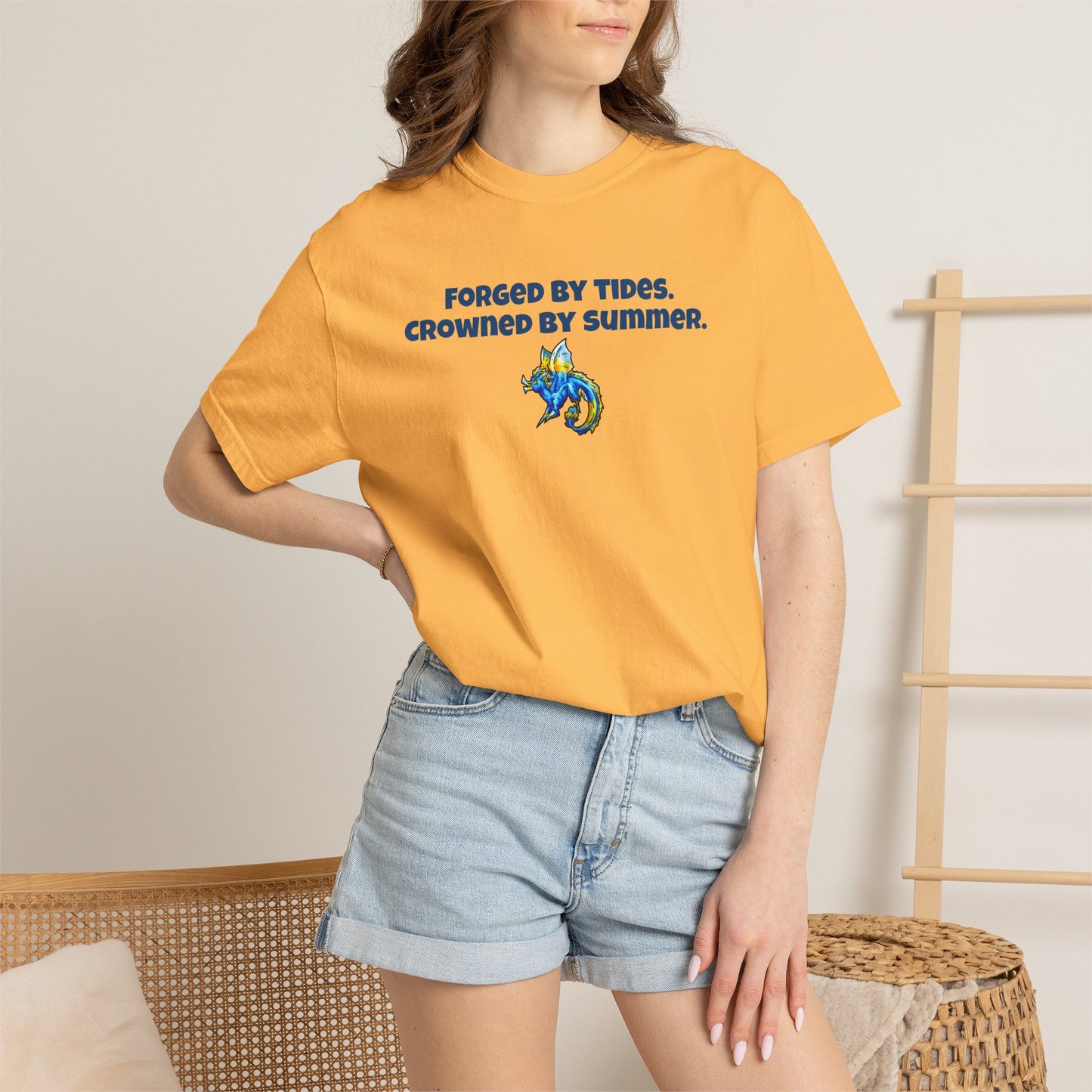 Chibi Summer Dragon- Forged & Crowned- Summer Fantasy- Sunlit Tide Dragon- T-Shirt
