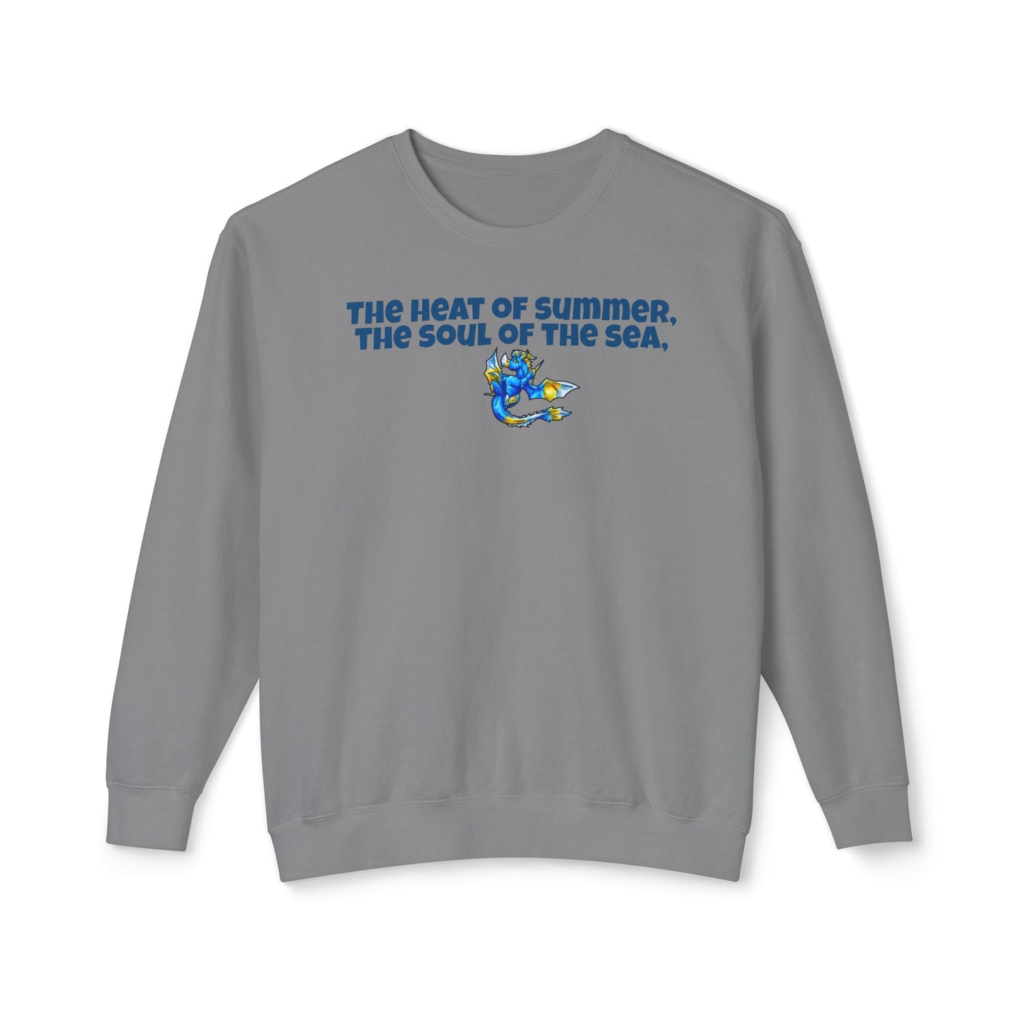 Chibi Summer Dragon- Heat & Soul- Summer Fantasy- Sunlit Tide Dragon- Crewneck