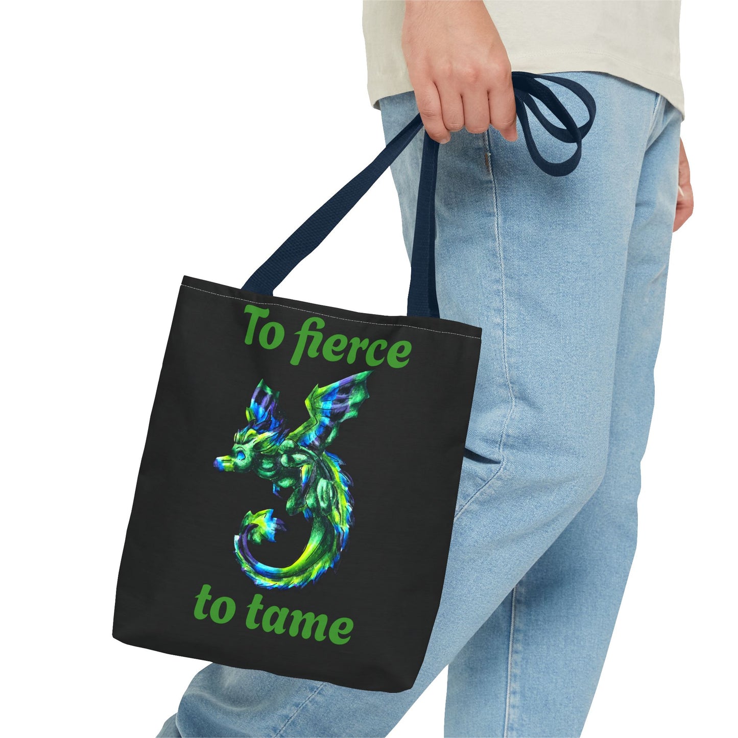 Chibi Arlith the Dragon- Green Dragon- Fantasy- Two-toned Tote Bag