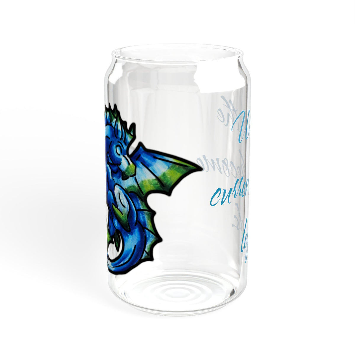 Chibi Water Dragon Art- Elemental- Aquatic Fantasy Creature- Glass Tumbler, 16oz