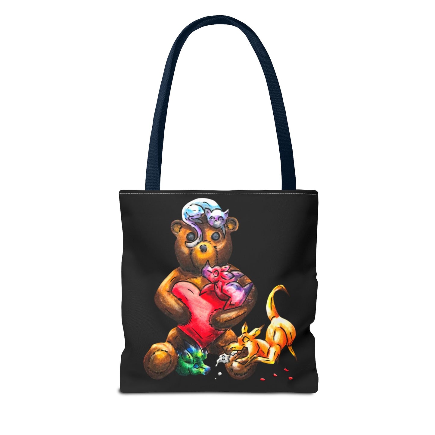 Valentine Cuties- Animal Groupings – Chibi Fantasy Animal Art – Valentine's Day Art – Animal Decor – Valentine Lover Gift- Tote Bag