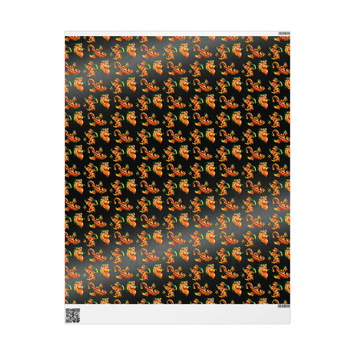 Chibi Fall Dragon- Pattern- Autumn Fantasy- Gift Wrap