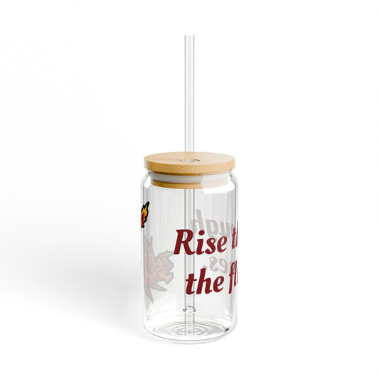 Chibi Fire Dragon- Rise- Elemental- Fantasy Dragon- Glass tumbler 16oz