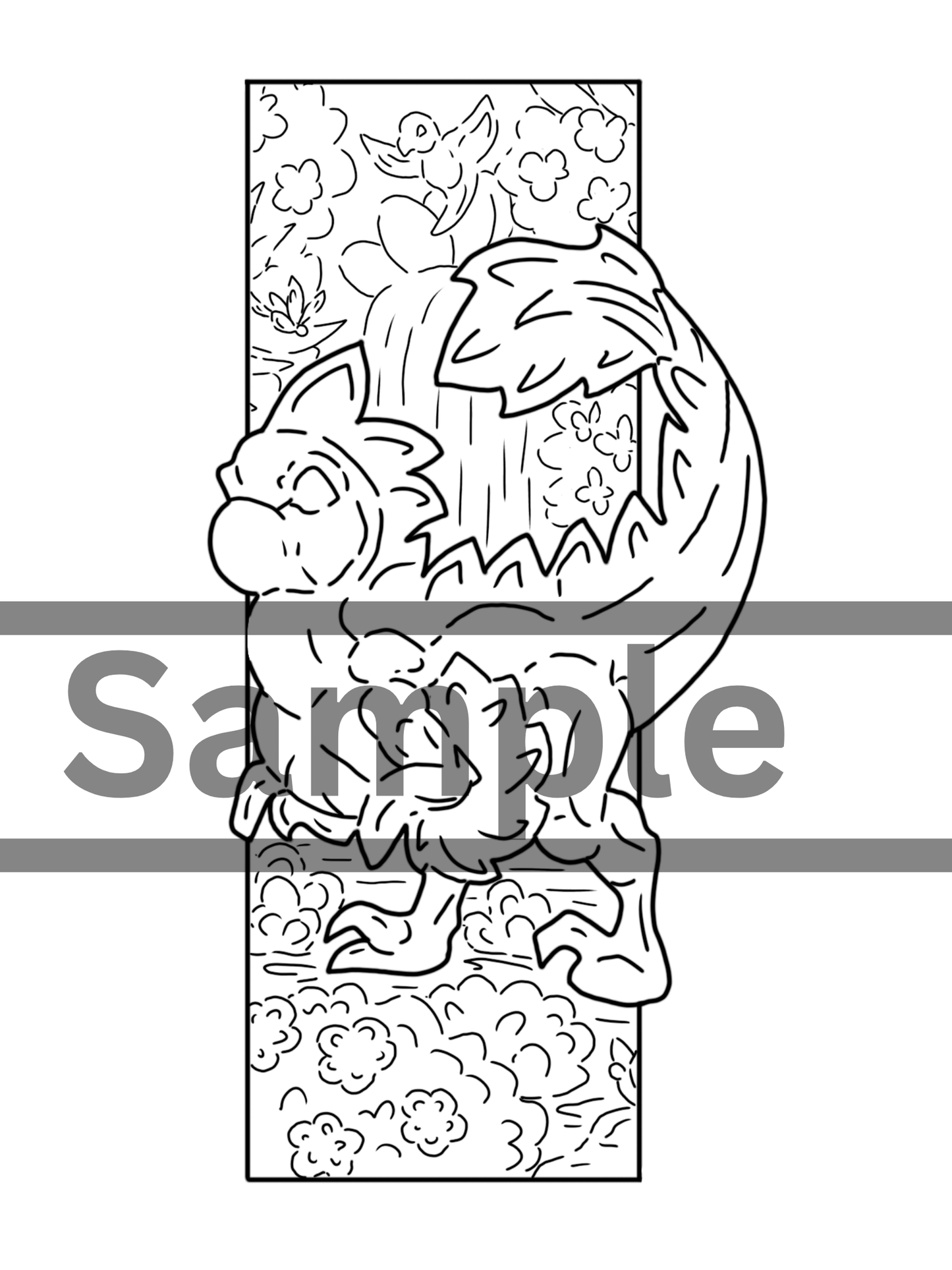 Die-Cut Caena the Raptor Bookmarks DIGITAL DOWNLOAD Line Art Version