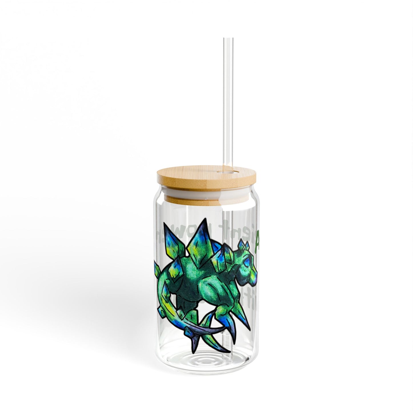 Chibi Arith the Stegosaurus-Ancient Power- Chibi Dinosaur Art- Prehistoric Creature- Glass Tumbler 16oz