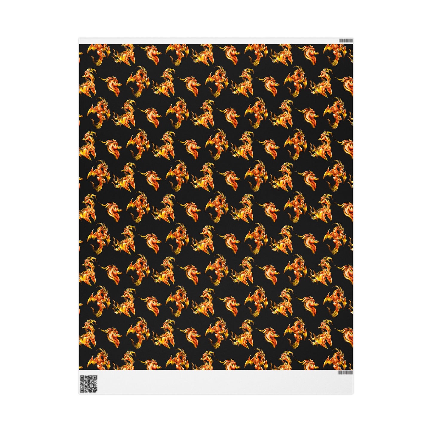 Chibi Cayene the Pheonix Pattern- Fantasy Bird Illustration- Majestic Phoenix- Wrapping paper