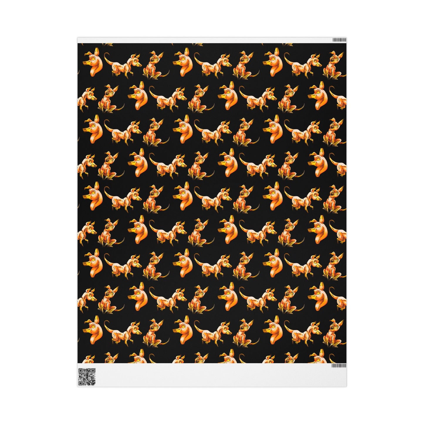 Caenin Pattern- Chibi Orange Dog – Warm Fantasy Dog Art – Pattern Gift Wrap Sheets