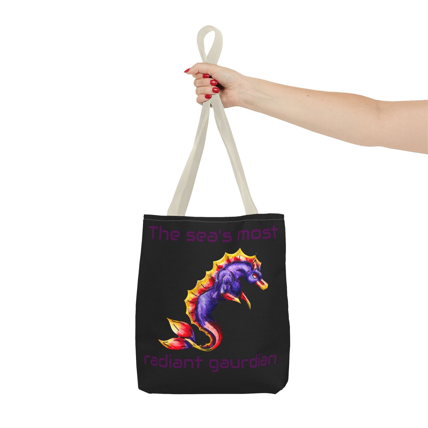 Chibi Sunset Hippocampus- Vibrant Ocean Fantasy Art- Marine Fantasy Illustration- Fantasy Ocean Art- Double-sided Tote Bag