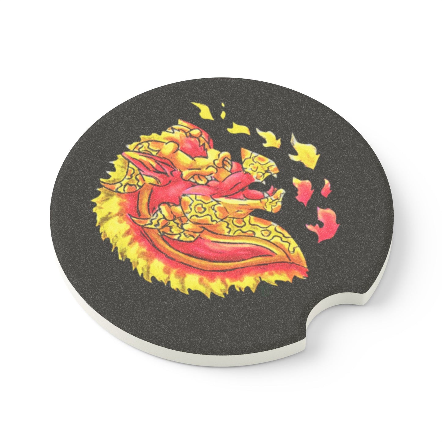 Cutesy Fire Dragon Head Soapstone Car Coaster