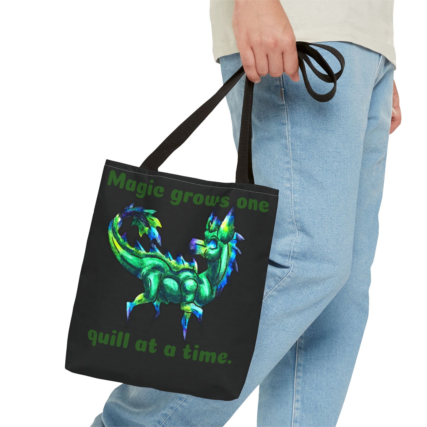 Chibi Arlathia the Hedgehog- Green Creature Drawing - Cute Animal Illustration- Two-Toned Tote Bag