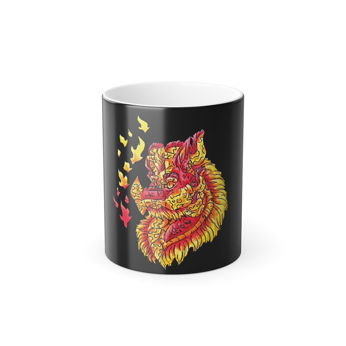 Fire Dragon Head Color Morphing Mug, 11oz