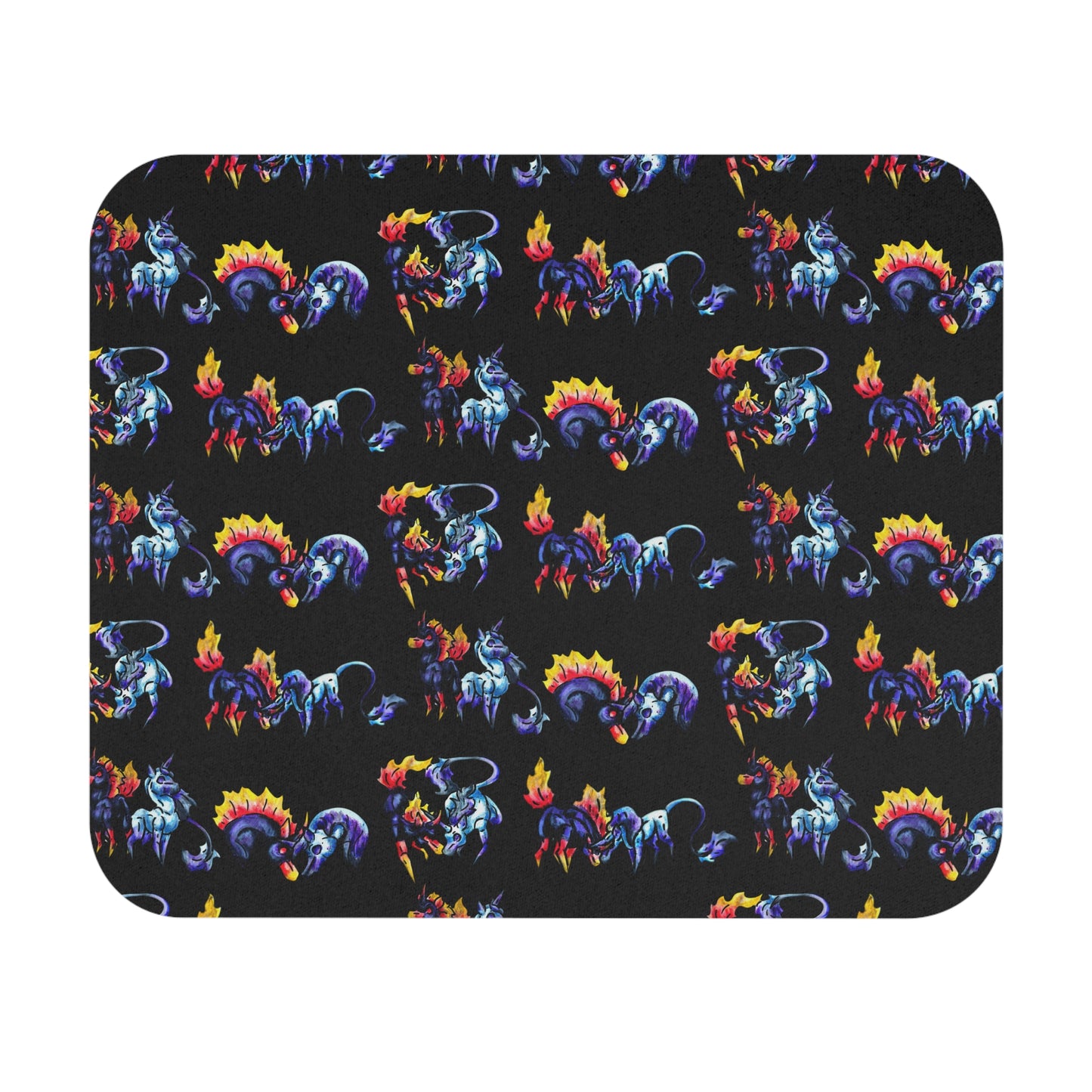 Chibi Dream and Nightmare Unicorn- Pattern- Celestial Nightmare- Duality– Light and Dark Fantasy- Mouse Pad