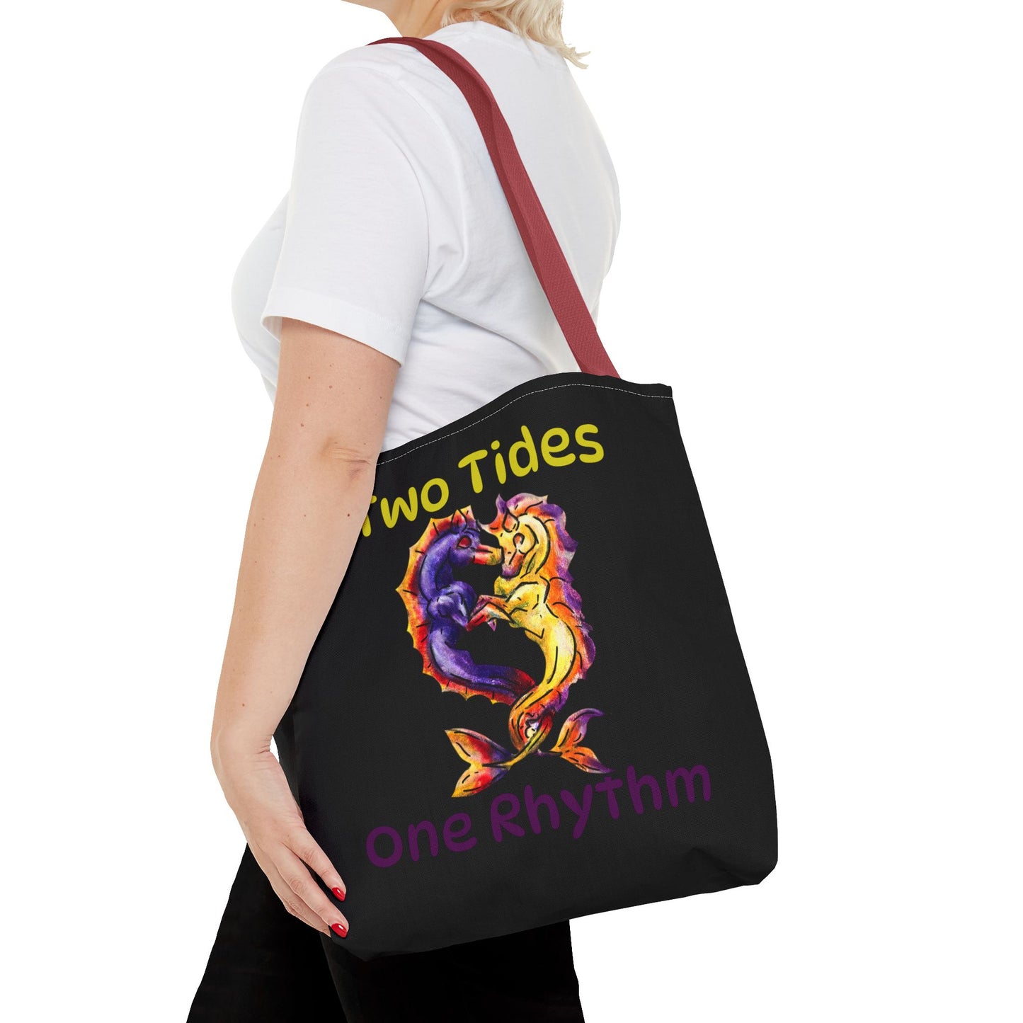 Chibi Dual Hippocampus – Dual Ocean Fantasy Art – Hippocampus Pair- Double-sided Tote Bag