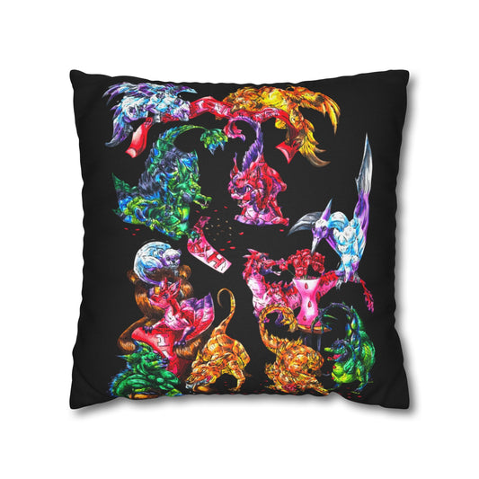 Valentine Cuties- Animal Groupings – Fantasy Animal Art – Valentine's Day Art – Mythical Creature Decor – Valentine Lover Gift- Pillow Cover