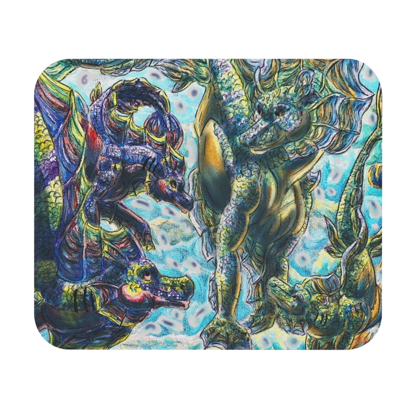 Dual Hippocampus – Dual Ocean Fantasy Art – Hippocampus Pair-Mouse Pad