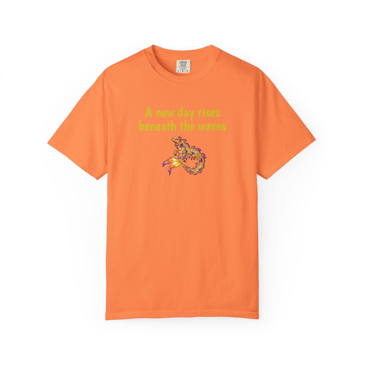 Sunrise Hippocampus – New Day- Golden Ocean Fantasy Art – Warm Fantasy Sea Creature Art- T-Shirt