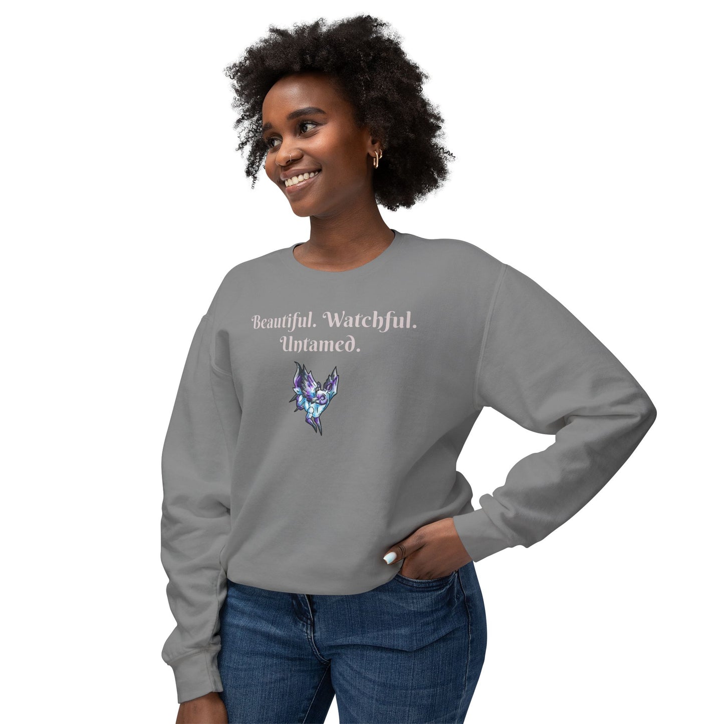 Chib Seleste the Peryton- Untamed- Fantasy Creature- White Deer Bird- Crewneck