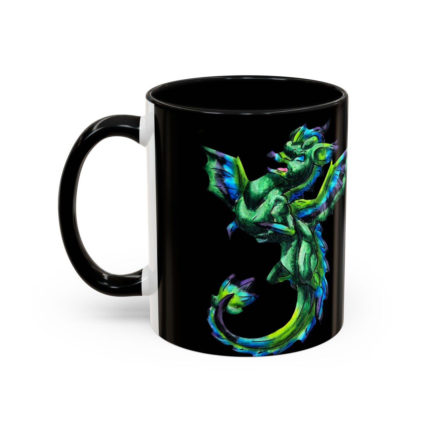 Arlith- Emerald Chibi Dragon – Aggressive Green Fantasy Chibi Dragon– Born Feral Mug – Mythical Creature– Dragon Lover Gift Coffee Mug