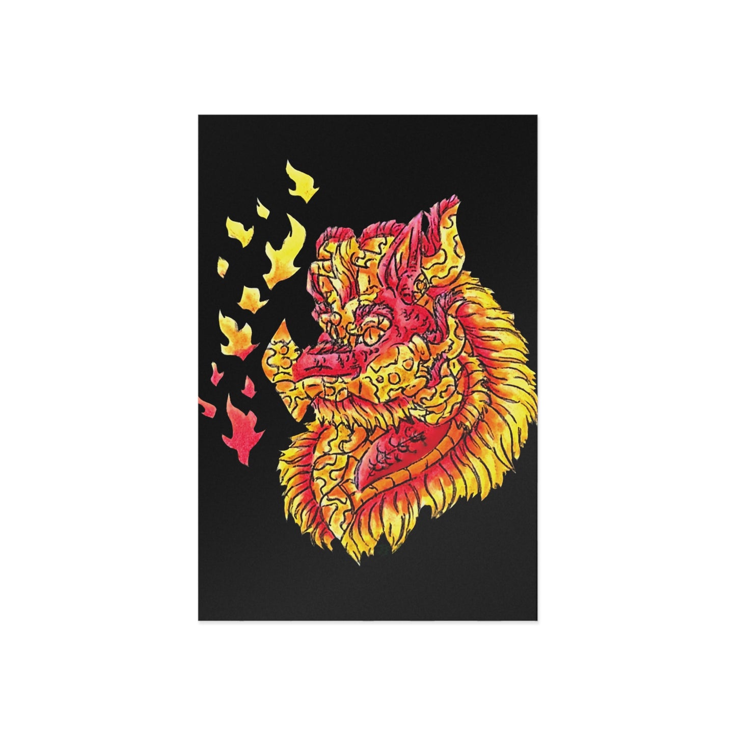 Fire Dragon Head Fine Art Postcards