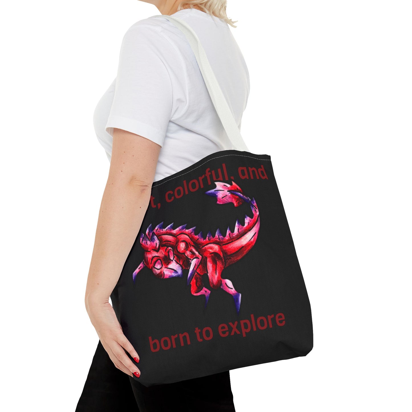 Chibi Mehr the Garudimimus- Feathered Dino- Prehistoric Dinosaur- Two-toned Tote Bag