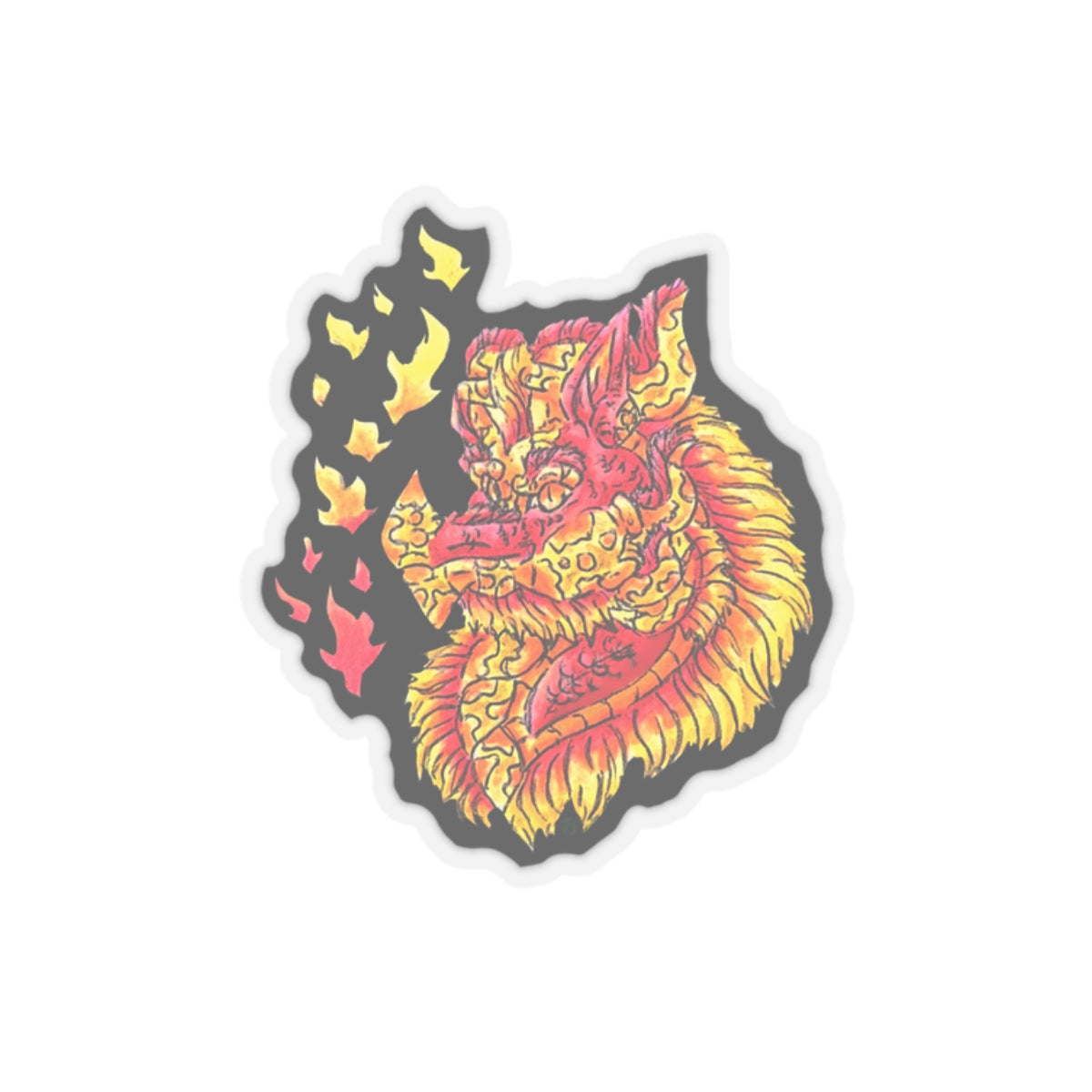 Fire Dragon Head Kiss-Cut Stickers