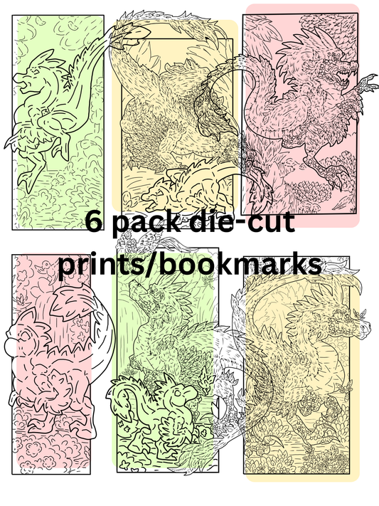 Die-Cut Caena the Raptor Bookmarks DIGITAL DOWNLOAD Line Art Version