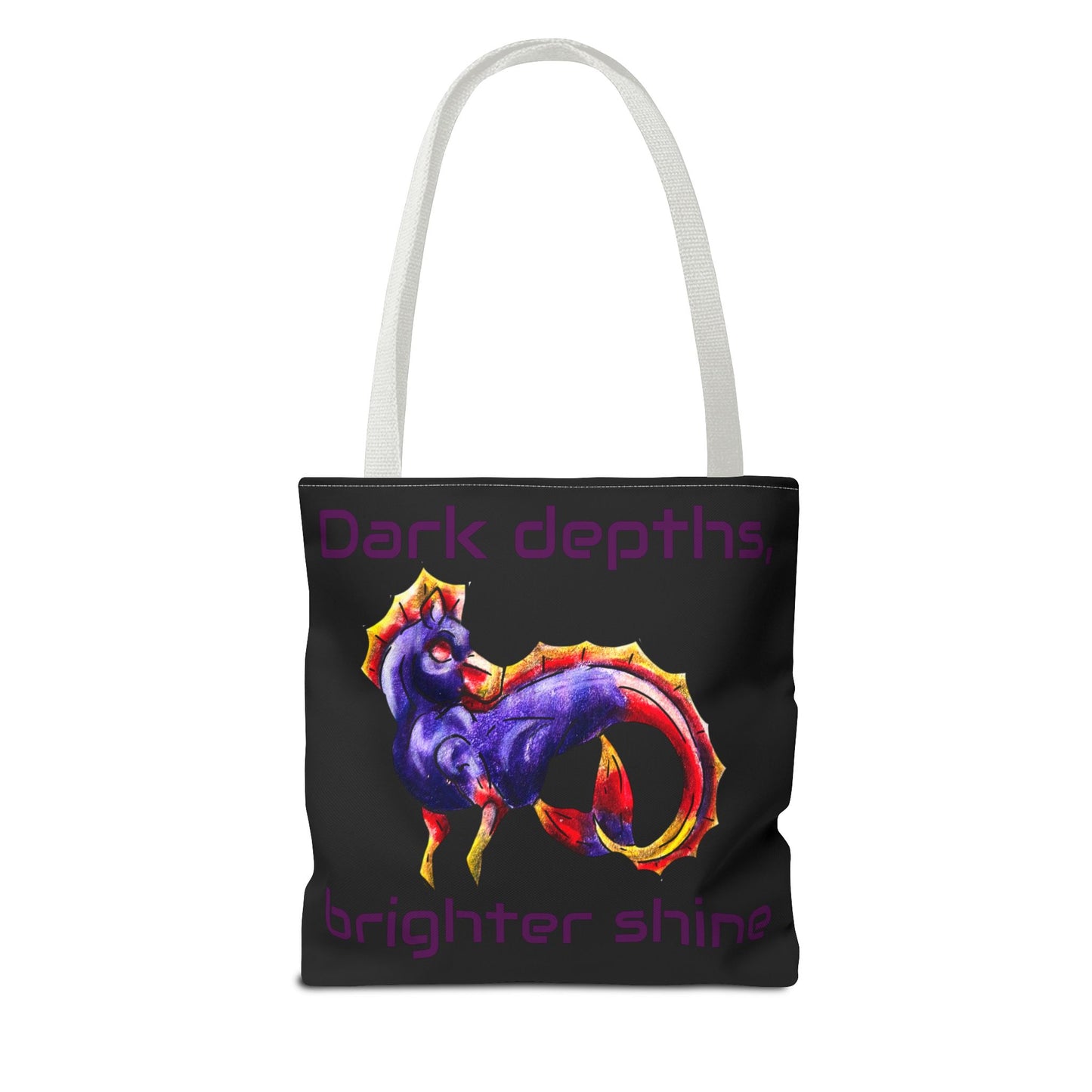 Chibi Sunset Hippocampus- Vibrant Ocean Fantasy Art- Marine Fantasy Illustration- Fantasy Ocean Art- Double-sided Tote Bag