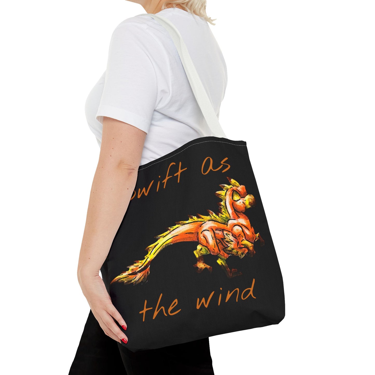 Chibi Caena the Raptor- Dinosaur art- Prehistoric- Two-toned Tote Bag