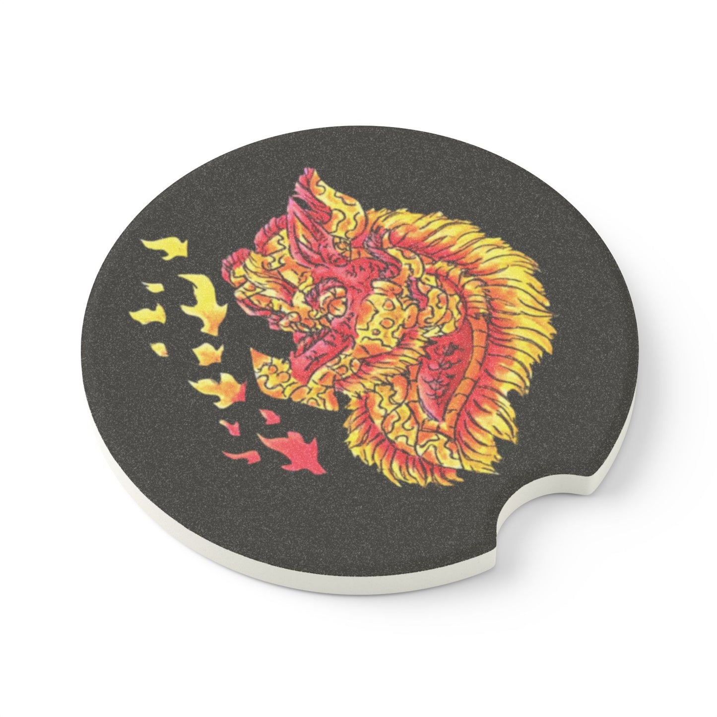 Fire Dragon Head Soapstone Car Coaster