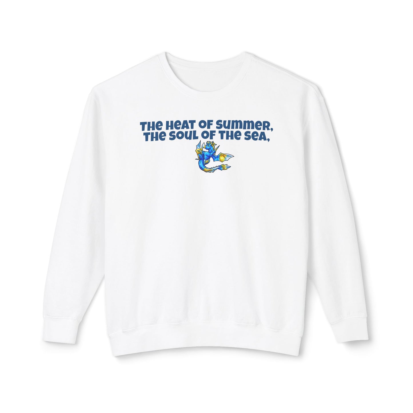 Chibi Summer Dragon- Heat & Soul- Summer Fantasy- Sunlit Tide Dragon- Crewneck
