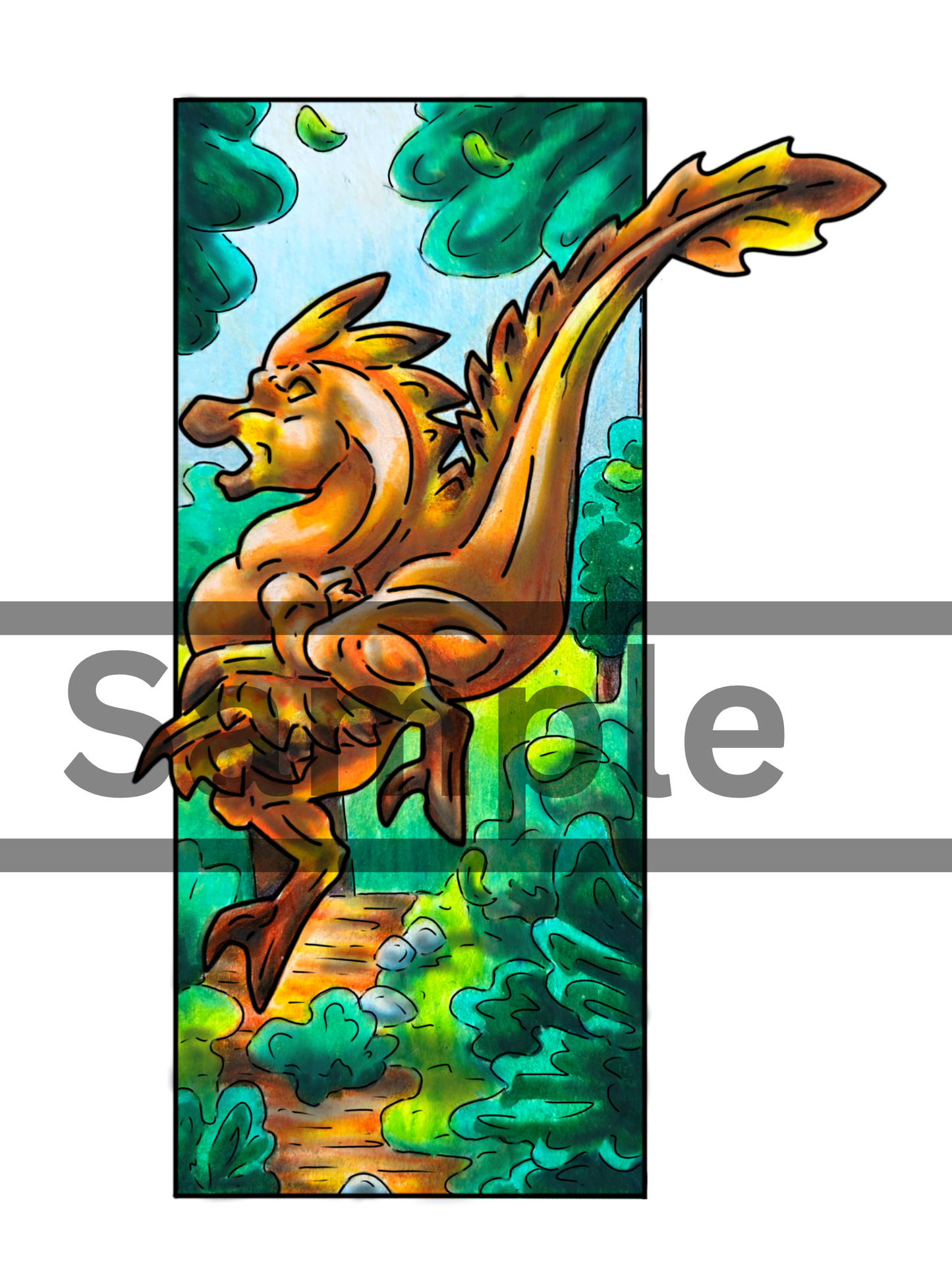 Die-Cut Caena the Raptor Bookmarks DIGITAL DOWNLOAD Colored Version