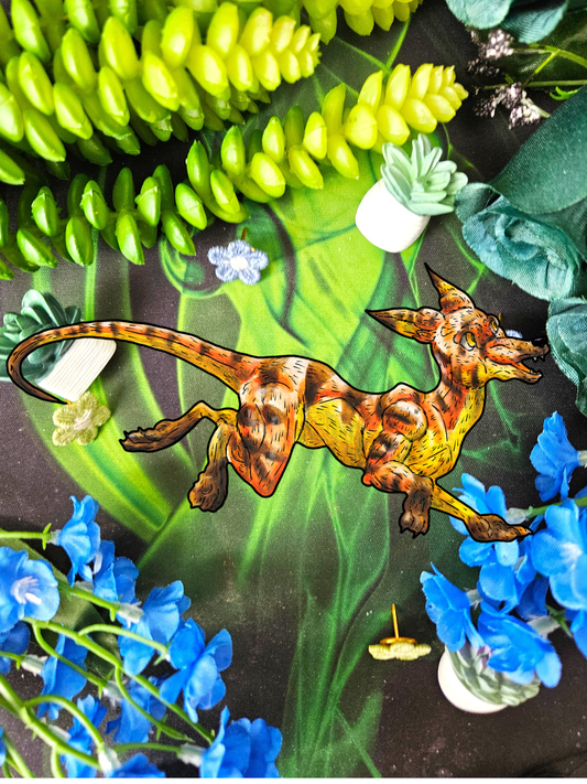 Caenin the Dog- Orange Dog – Warm Fantasy Dog Art – Fantasy Creature Decor – Dog Lover Gift - Body Sticker